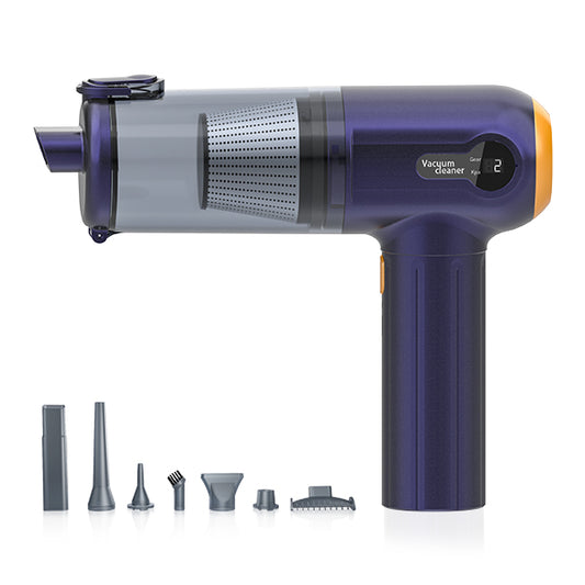 ROKEKO Aspiradora para automóvil, 15000 PA, mini aspiradora portátil de mano recargable, soplador de aire inalámbrico, pantalla LED, potente aspiradora inalámbrica para el hogar, oficina de pelo de