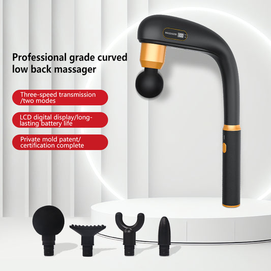 ROKEKO Pistola de masaje con mango de extensión mejorado, masajeador de espalda para aliviar el dolor de tejido profundo, 4 cabezales de masaje y 6 niveles de velocidad