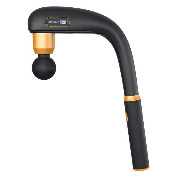 ROKEKO Pistola de masaje con mango de extensión mejorado, masajeador de espalda para aliviar el dolor de tejido profundo, 4 cabezales de masaje y 6 niveles de velocidad