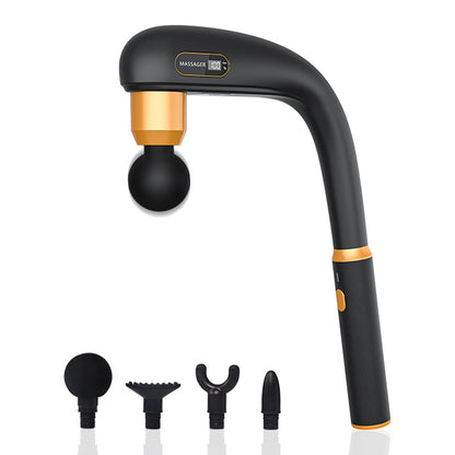 ROKEKO Pistola de masaje con mango de extensión mejorado, masajeador de espalda para aliviar el dolor de tejido profundo, 4 cabezales de masaje y 6 niveles de velocidad