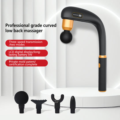 ROKEKO Pistola de masaje con mango de extensión mejorado, masajeador de espalda para aliviar el dolor de tejido profundo, 4 cabezales de masaje y 6 niveles de velocidad