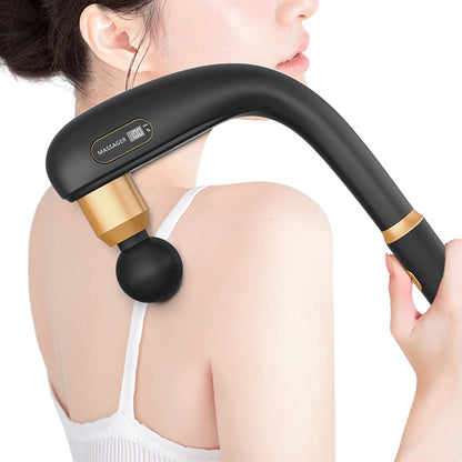 ROKEKO Pistola de masaje con mango de extensión mejorado, masajeador de espalda para aliviar el dolor de tejido profundo, 4 cabezales de masaje y 6 niveles de velocidad