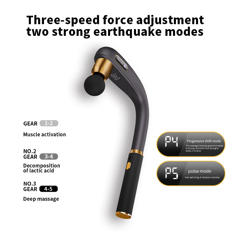 ROKEKO Pistola de masaje con mango de extensión mejorado, masajeador de espalda para aliviar el dolor de tejido profundo, 4 cabezales de masaje y 6 niveles de velocidad